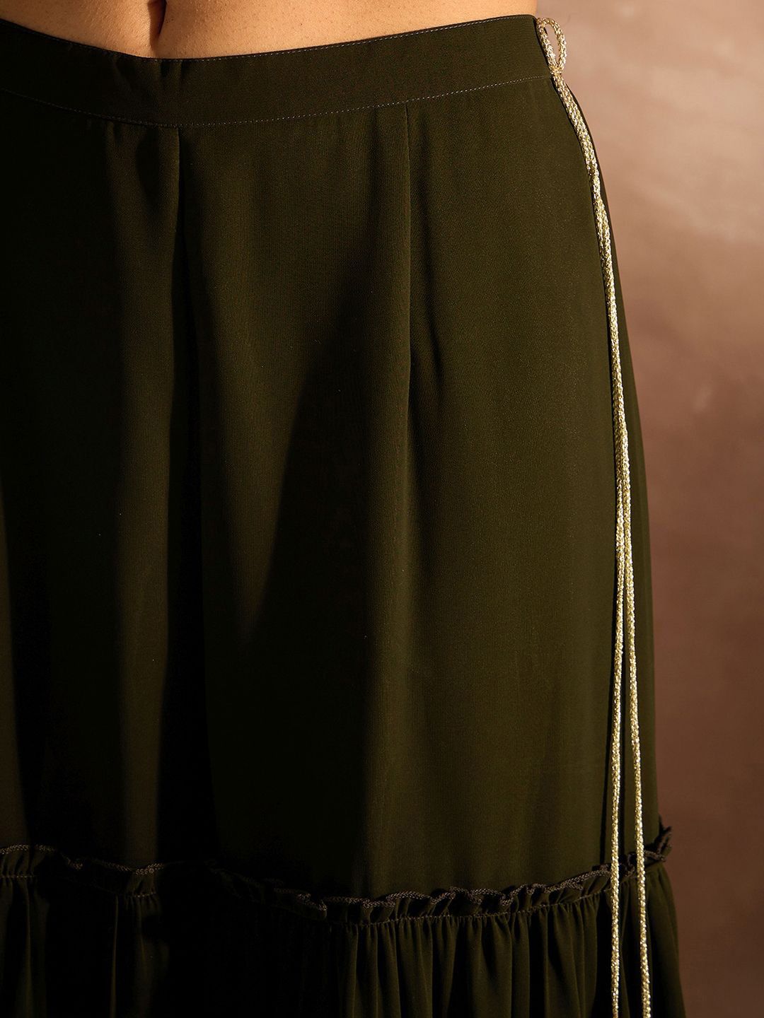Indyancart IE Ethnic Motifs Embroidered Sequinned Straight Kurta With Sharara & Dupatta