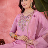 Dhiyona SN Women's Floral Embroidered Round Neck Straight Kurta With Trousers & Dupatta