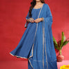 Indyancart VA Women Embroidered Sequinned Kurta with Palazzos & Dupatta