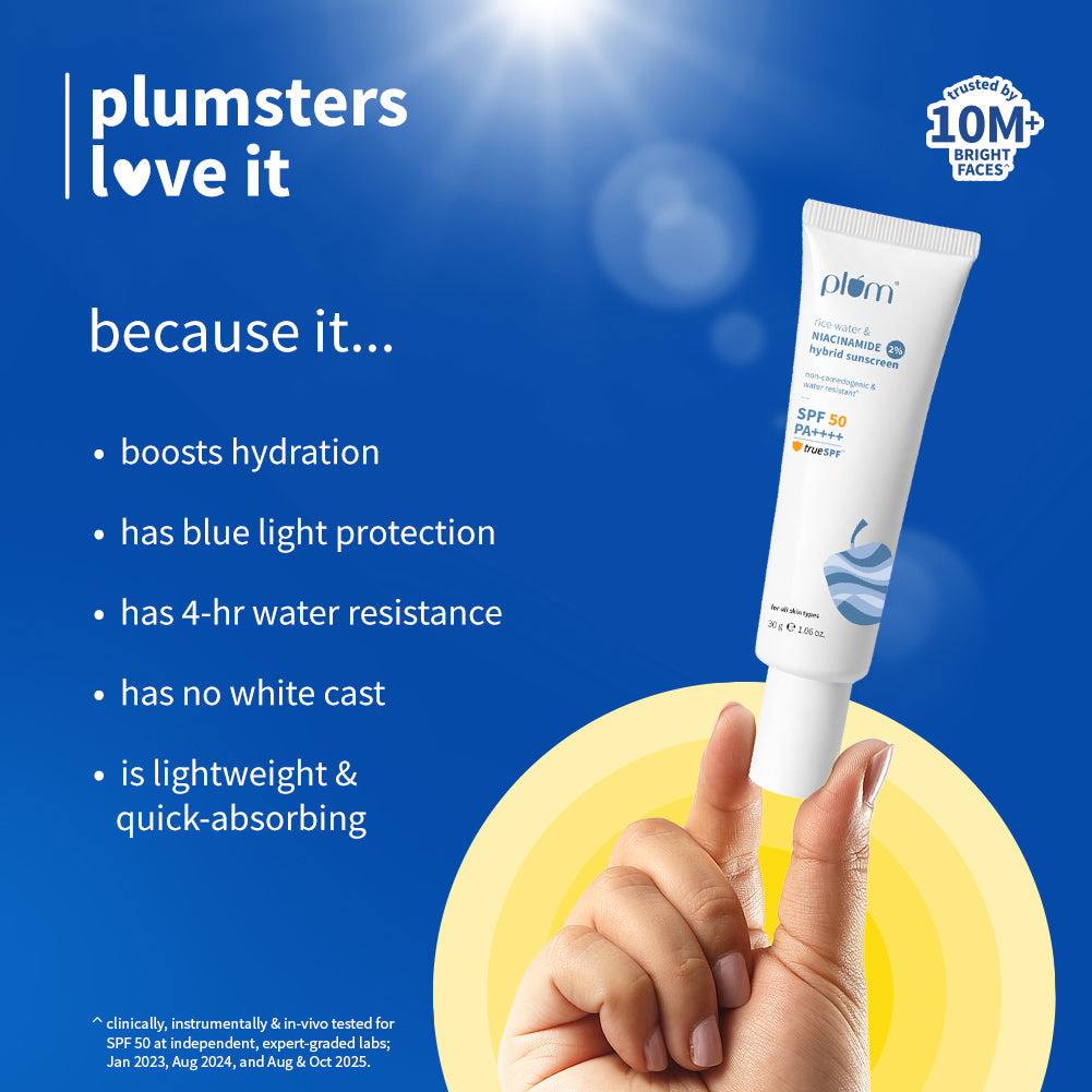 Plum Goodness 2% Niacinamide & Rice Water SPF 50 PA++++ Hybrid Sunscreen