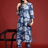 Dhiyona IE Floral Printed Three-Quarter Sleeves A-Line Tunic With Trouser