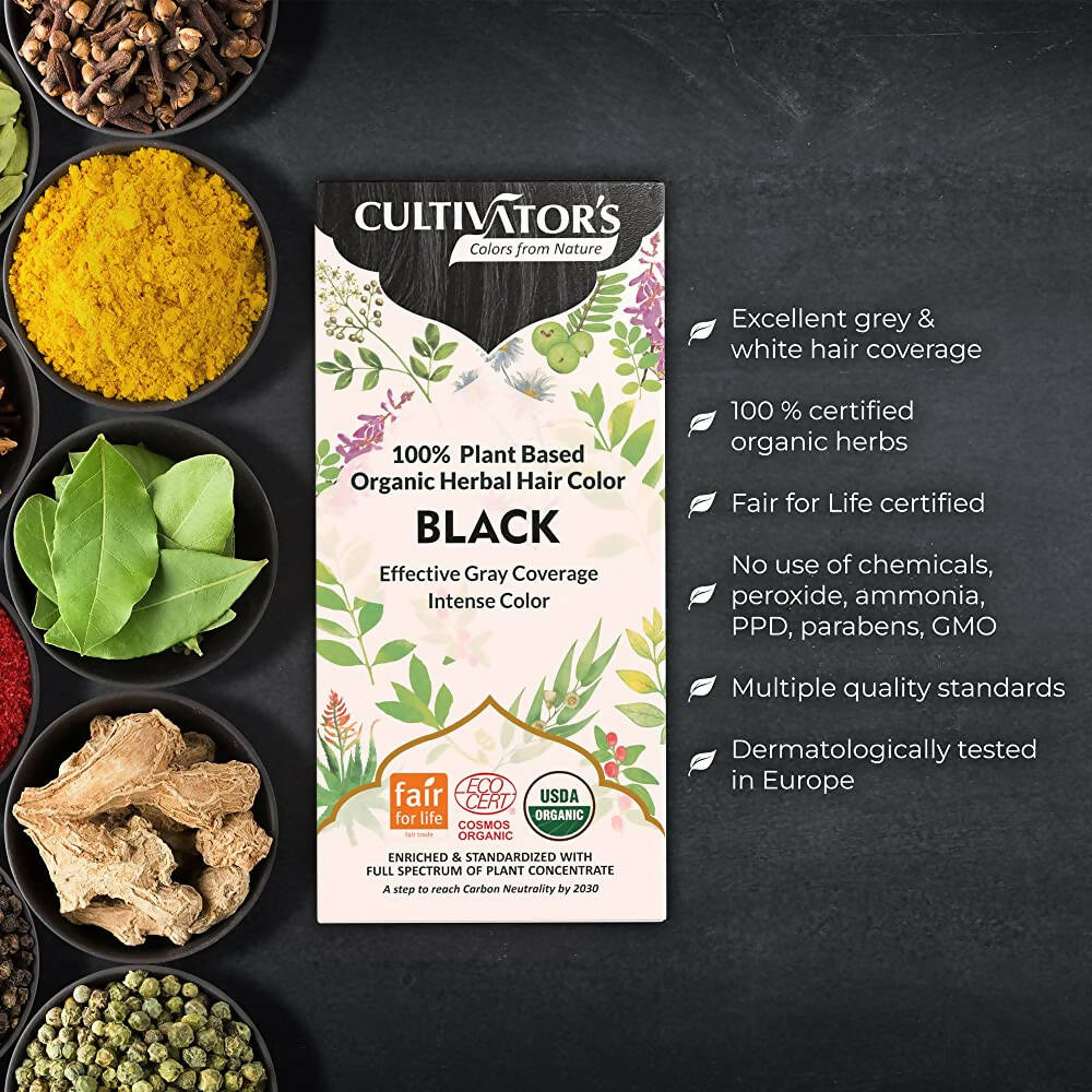 Cultivator's Organic Herbal Hair Color - Black - Indyancart