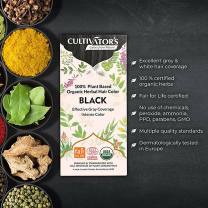 Cultivator's Organic Herbal Hair Color - Black - Indyancart