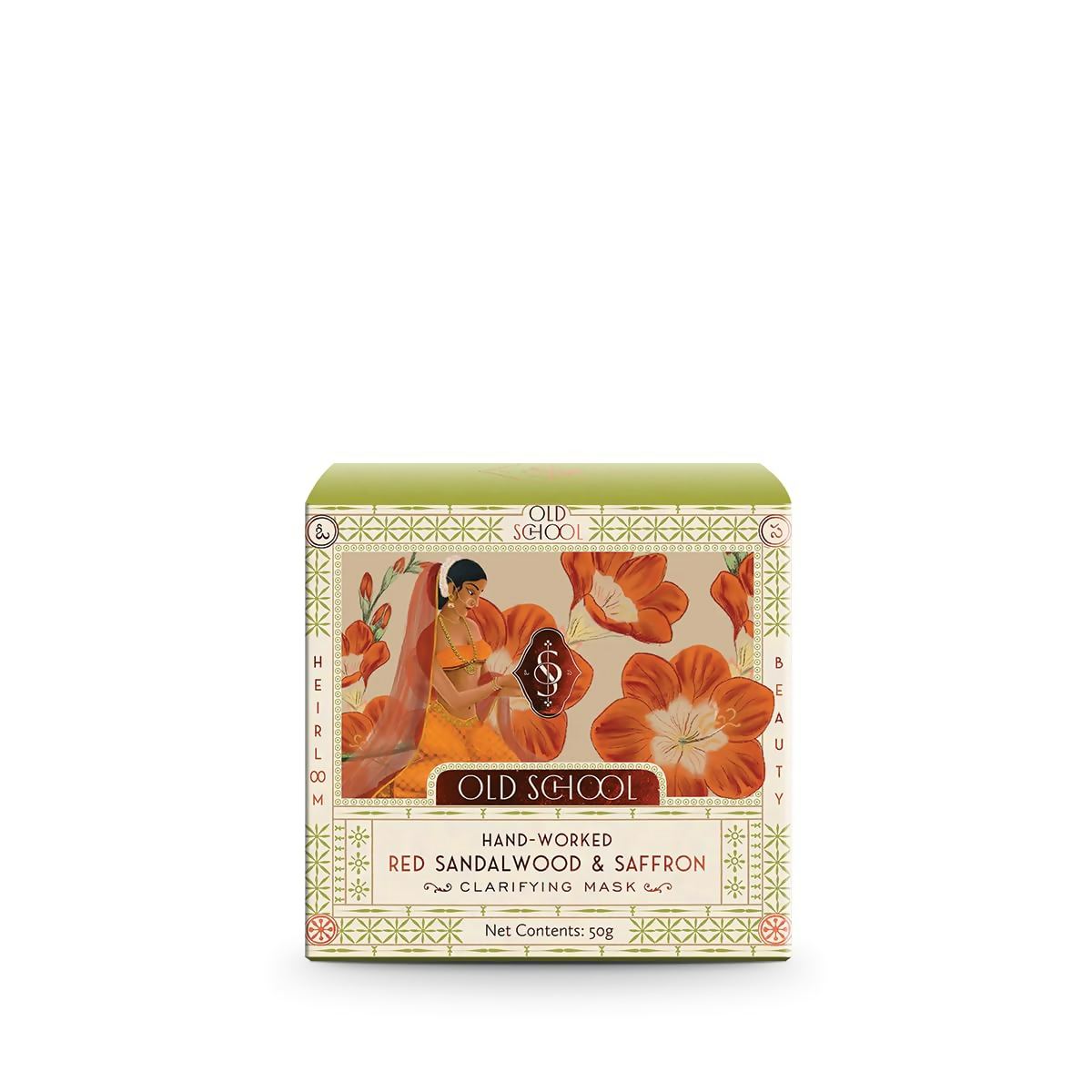 Old School Rituals red sandalwood and saffron face mask in a jar, showcasing its rich texture and natural ingredients.