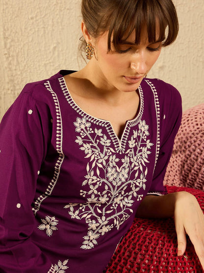 Dhiyona IE Women Ethnic Motifs Embroidered Straight Kurta