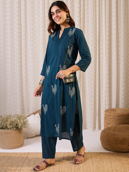 Women Ethnic Motifs Printed Pure Cotton Kurta with Trouser