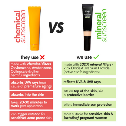 Ruby's Organics tinted mineral sunscreen SPF 40 PA+++ with a smooth, tinted formula in a sleek tube, ideal for daily sun protection.