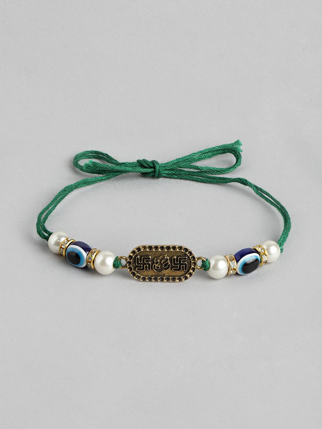 Anouk Unisex Set of 2 Beaded Bhai Bhabhi Rakhis With Roli & Chawal