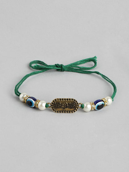 Anouk Unisex Set of 2 Beaded Bhai Bhabhi Rakhis With Roli & Chawal