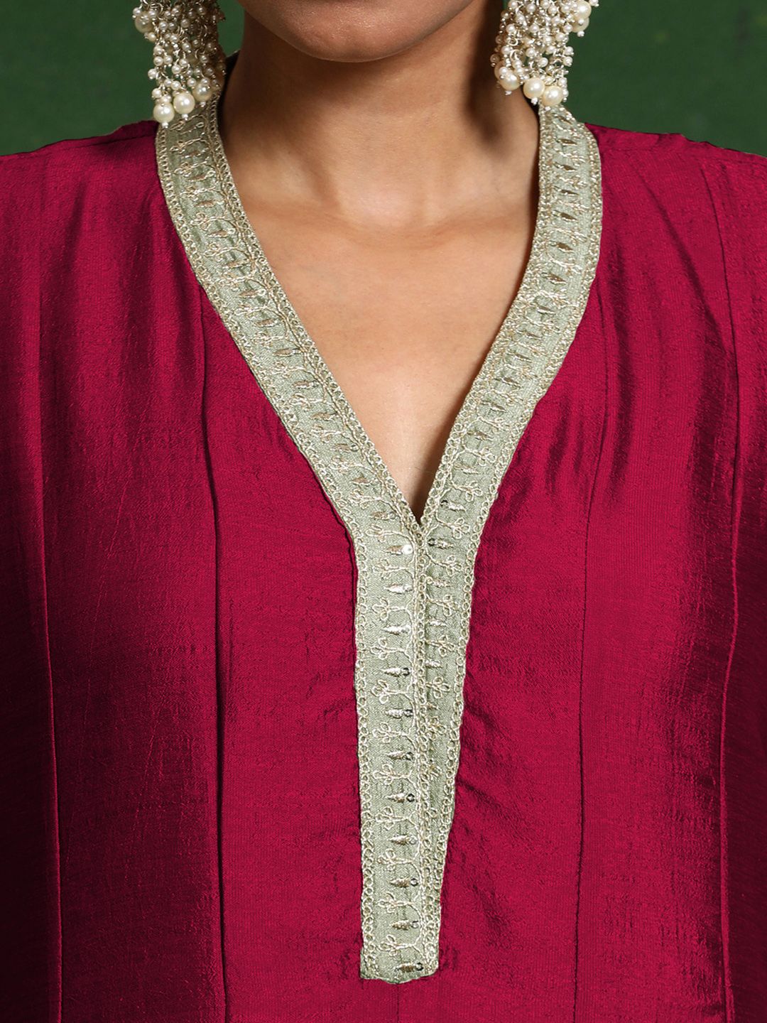Indyancart VA Woven Design Layered V-Neck Zari Kurta With Sharara & Dupatta
