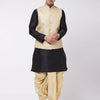 Men's Black Silk Blend Straight Jacket  Kurta and Dhoti Set