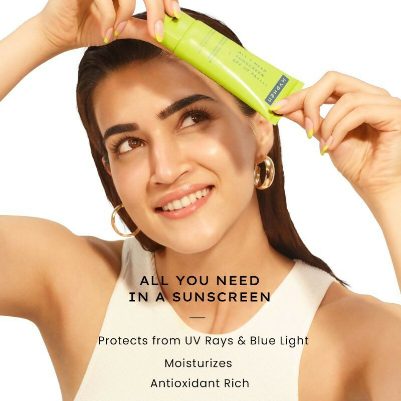 Hyphen by Kriti Sanon All I Need Sunscreen and Lipscreen lip balm in a sleek container, designed for sun protection and lip care.