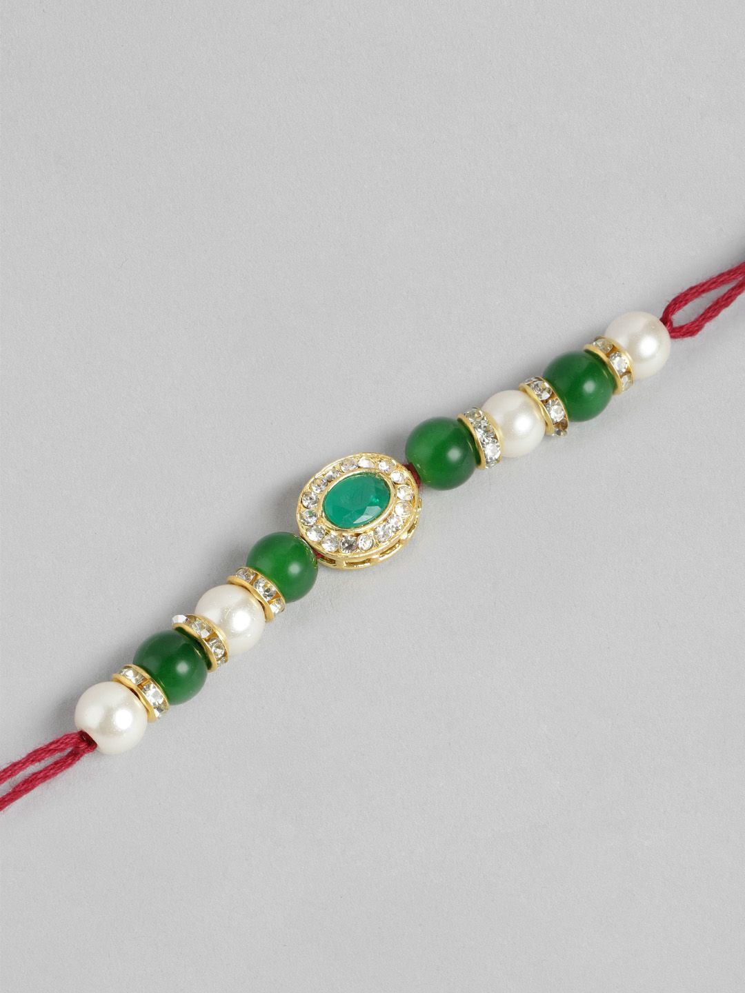 Anouk Unisex Set of 2 Beaded Bhai Bhabhi Rakhis With Roli & Chawal