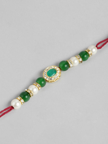 Anouk Unisex Set of 2 Beaded Bhai Bhabhi Rakhis With Roli & Chawal