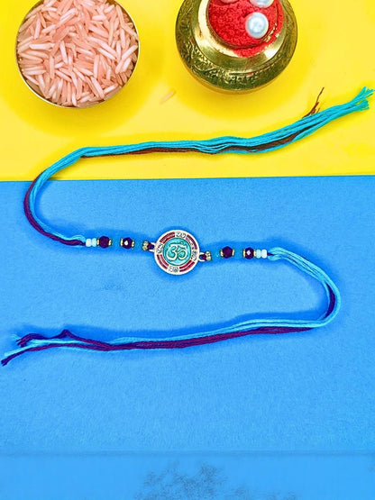 Anouk Set Of 6 Beaded Cotton Thread with AD Stones & Meenakari Designer Rakhi for Brother