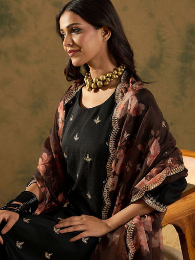 Dhiyona IE Ethnic Motifs Embroidered Kurta with Trousers & Dupatta