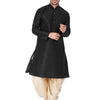 Men's Black Silk Blend Straight Kurta and Dhoti Set