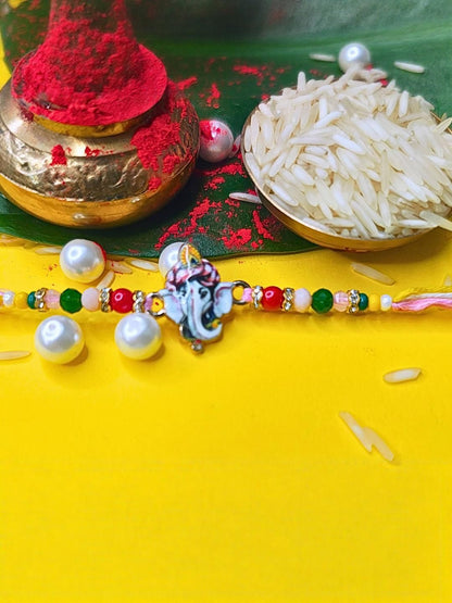 Anouk Set Of 3 Beaded Cotton Thread with AD Stones & Meenakari Designer Rakhi for Brother