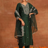 Dhiyona IE Ethnic Motifs Embroidered Straight Zari Liva Kurta with Trousers & Dupatta