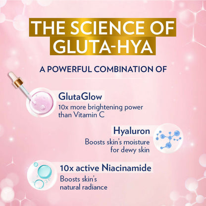 Vaseline Healthy Bright body lotion and Gluta-Hya Dewy Radiance serum-in-lotion combo bottles displayed together.