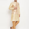 Men's Maroon Silk Blend Straight Jacket  Kurta and Pyjama Set