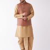 Men's Rose Gold Silk Blend Straight Jacket  Kurta and Dhoti Set