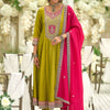 Dhiyona IE Motifs Yoke Design Notch Neck Sequinned Anarkali Kurta & Trousers With Dupatta