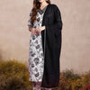 Indyancart IE Women Floral Printed Regular Thread Work Pure Cotton Kurta with Trousers & With Dupatta