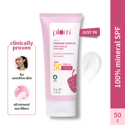 Plum Oat & Ceramide Complex 100% Mineral Sunscreen 50 PA+++