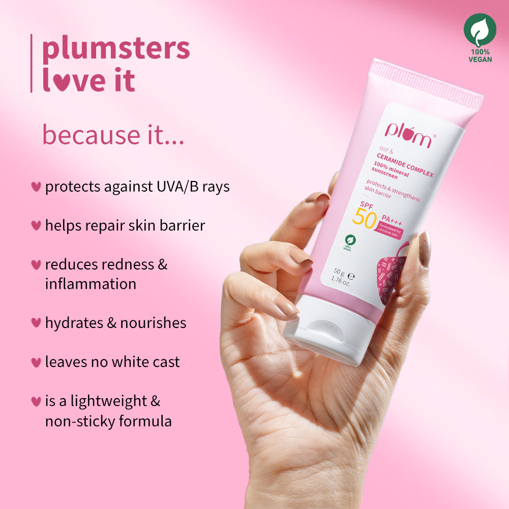 Plum Oat & Ceramide Complex 100% Mineral Sunscreen 50 PA+++