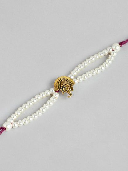 Anouk Unisex Set of 2 Beaded Bhai Bhabhi Rakhis With Roli & Chawal