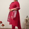 Indyancart Women's Ethnic Motifs Regular Thread Work Kurta with Trousers & With Dupatta