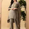 Dhiyona SN Women's Embroidered Keyhole Neck Bell Sleeves Kurta & Palazzos Set with dupatta