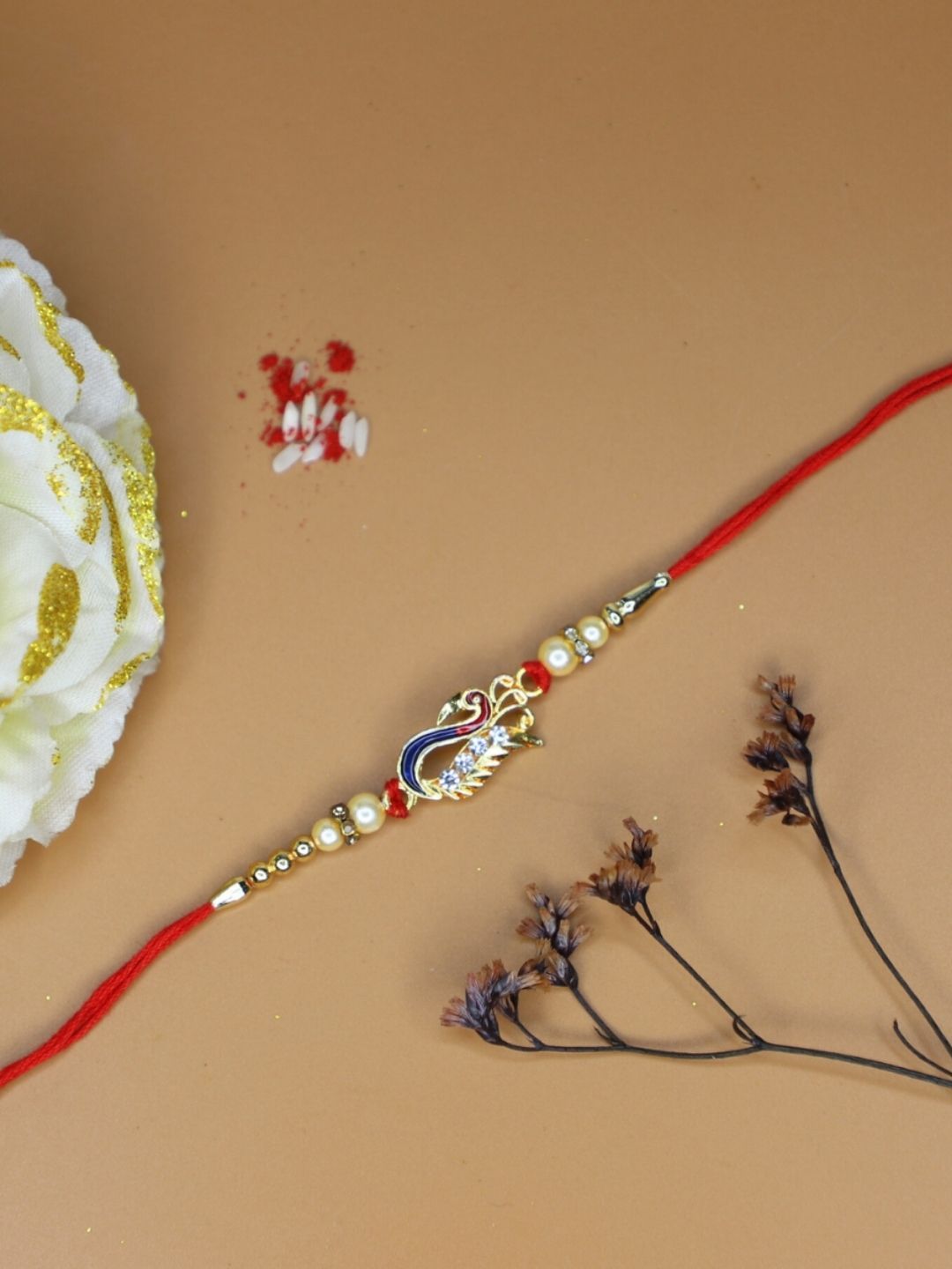 Anouk Thread Rakhi With Roli Chawal & Greetings Card