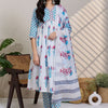 Indyancart IE Women Floral Printed Cotton A-Line Kurta with Trousers & Dupatta