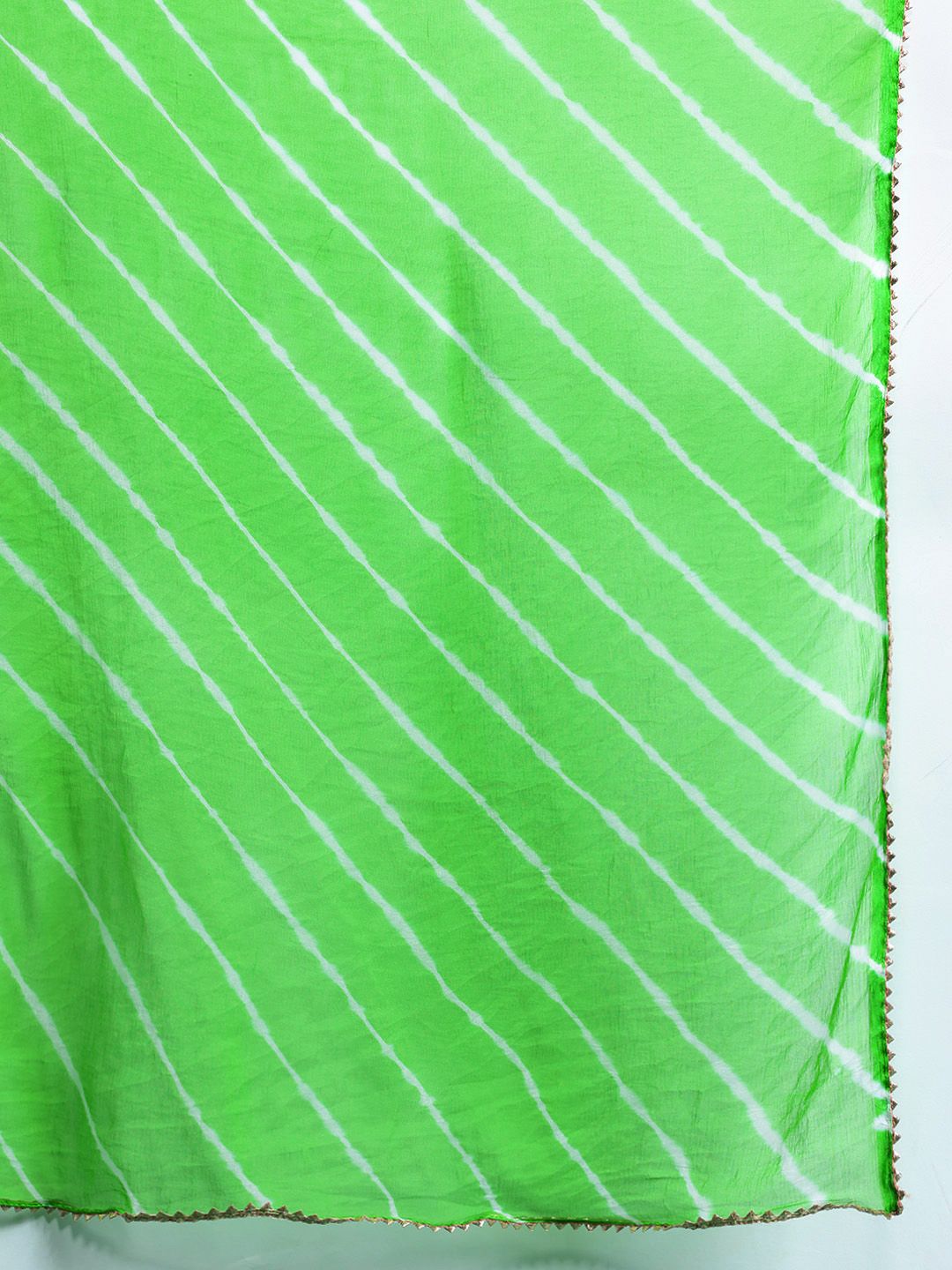 Indyancart Women's Leheriya Printed Mirror Work Kurta with Palazzos & Dupatta
