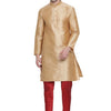 Men's Gold Silk Blend Straight Kurta Pyjama Set