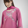 Indyancart IE Floral Embroidered Thread Work Kurta With Trousers & Dupatta