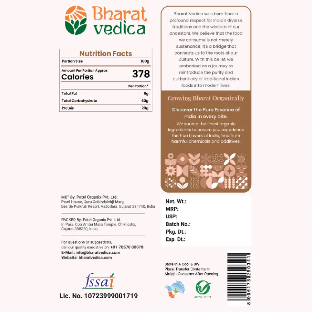 Bharat Vedica Organic White Chickpeas - Organic Kabuli Chana