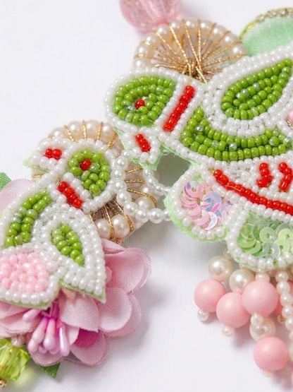 Anouk Set Of 2 Leaf Design Pearls & Artificial Stones Bhaiya Bhabhi Rakhi With Roli Chawal