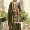Indyancart IE Women Ethnic Motifs Embroidered Regular Thread Work Kurta with Palazzos & With Dupatta