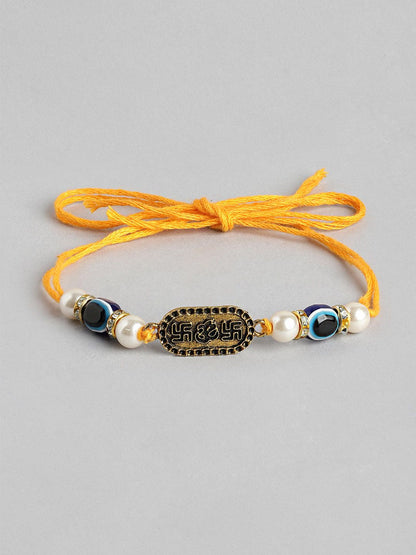 Anouk Unisex Set of 2 Beaded Bhai Bhabhi Rakhis With Roli & Chawal