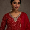 Dhiyona IE Bandhani Printed Straight Sequinned Work Kurta With Trousers & Dupatta