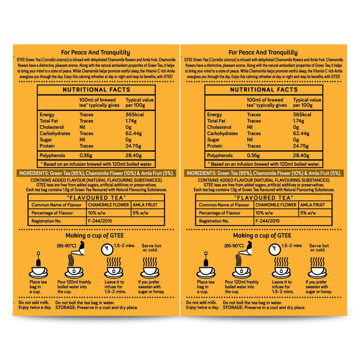 Gtee Chamomile Green Tea Bags for Stress Relief and Good Sleep
