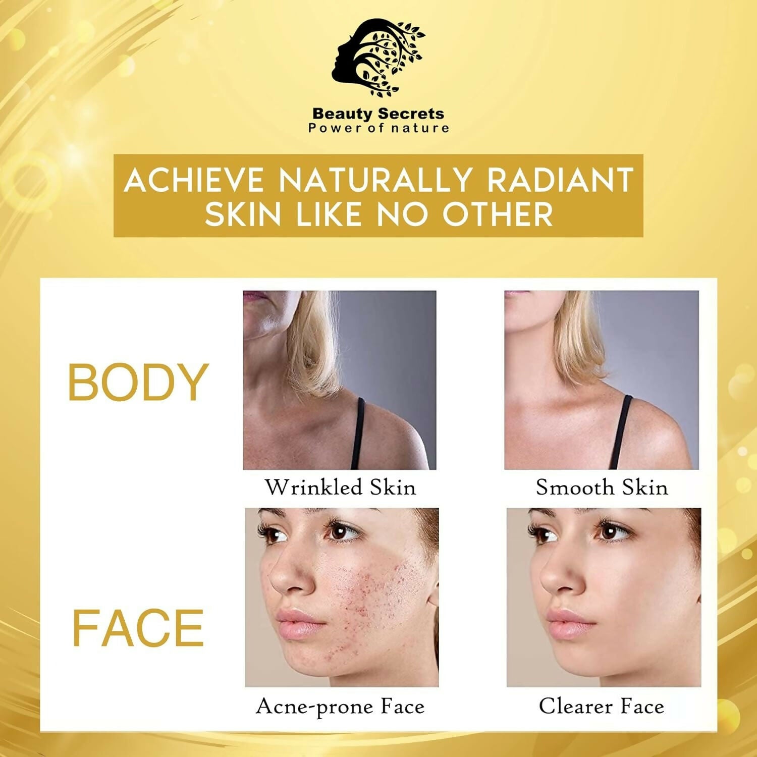Beauty Secrets organic squalane oil for face, natural face oil with a dropper for moisturizing and skin nourishment.