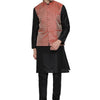Men's Black Silk Blend Straight Jacket  Kurta and Pyjama Set