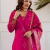 Indyancart IE Women Floral Embroidered Thread Work Kurta with Palazzos & Dupatta