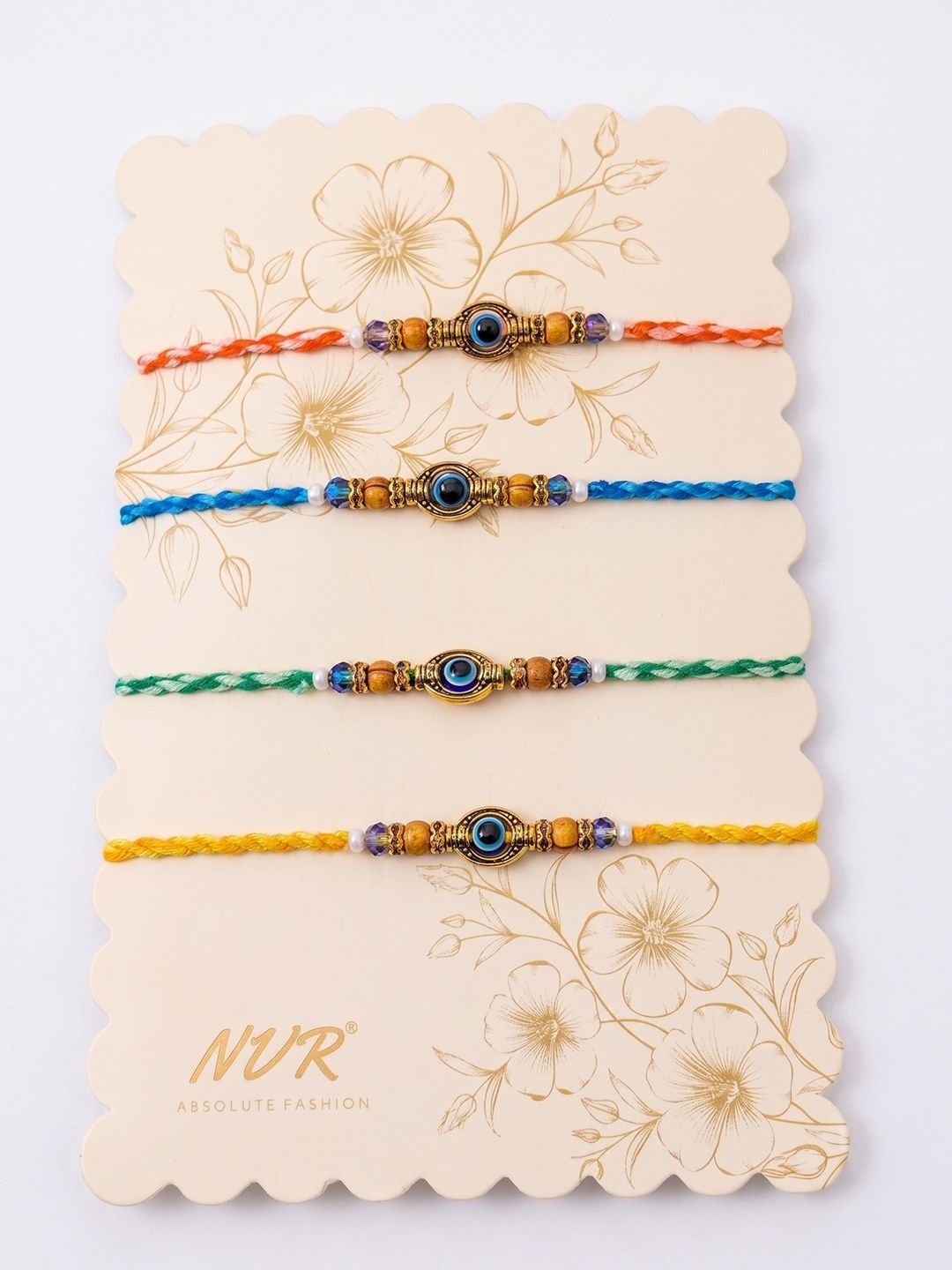 Anouk Set Of 4 Multicolor Evil Eye Thread Rakhi With Roli Chawal Chandan Mishri