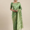 Women's Silk Blend Green Woven Design Woven saree With Blouse Piece