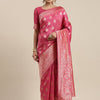 Women's Silk Blend Pink Woven Design Woven saree With Blouse Piece